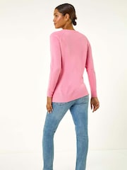 Roman Pink Plain Soft Crew Neck Jumper - Image 5 of 6