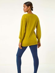 Roman Green Plain V-Neck Stretch Jumper - Image 3 of 5