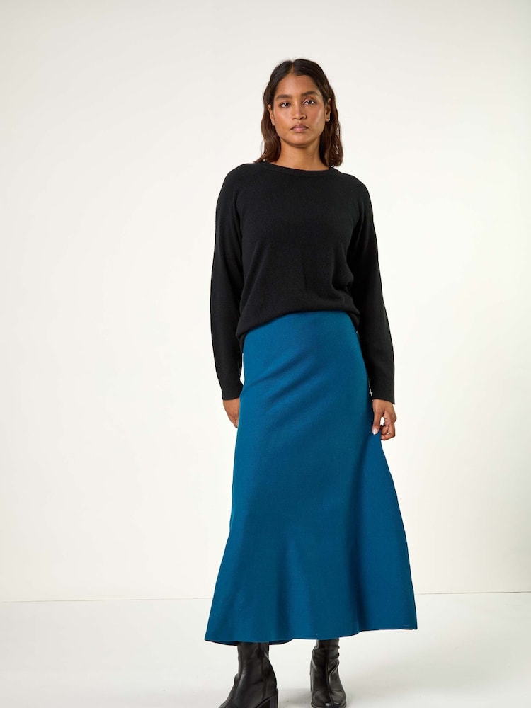 Roman Blue Knitted Midi Stretch Skirt - Image 1 of 5