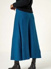 Roman Blue Knitted Midi Stretch Skirt - Image 3 of 5