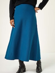 Roman Blue Knitted Midi Stretch Skirt - Image 4 of 5