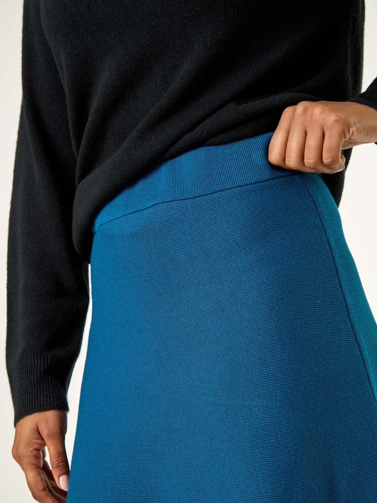 Roman Blue Knitted Midi Stretch Skirt - Image 5 of 5