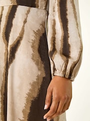 Roman Brown Shadow Stripe Print Midi Dress - Image 5 of 5