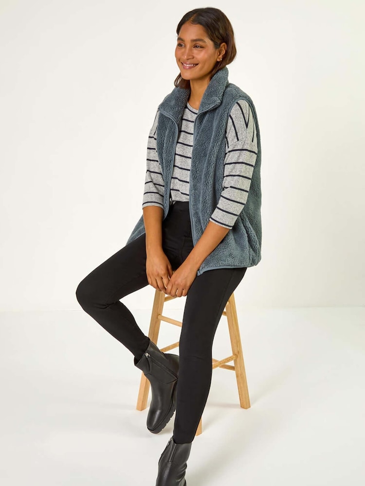 Roman Grey Soft Sherpa Fleece Gilet - Image 1 of 5