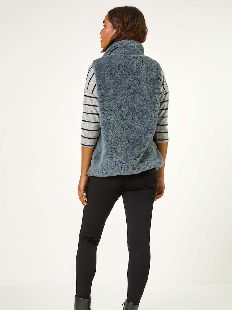 Roman Grey Soft Sherpa Fleece Gilet - Image 2 of 5 Roman Grey Soft Sherpa Fleece Gilet - Image 2 of 5