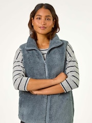Roman Grey Soft Sherpa Fleece Gilet - Image 3 of 5