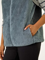 Roman Grey Soft Sherpa Fleece Gilet - Image 5 of 5