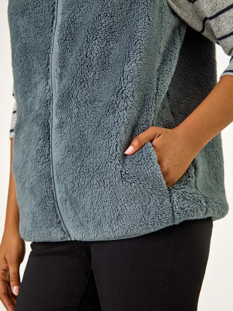 Roman Grey Soft Sherpa Fleece Gilet - Image 5 of 5