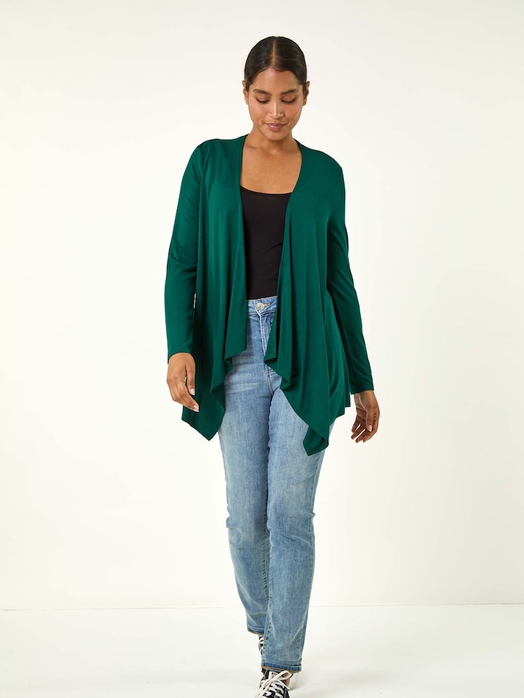 Roman Green Waterfall Front Jersey Knit Cardigan - Image 1 of 4
