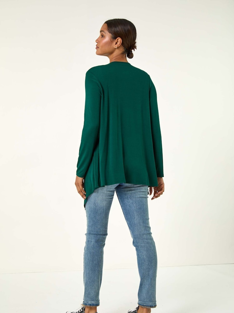 Roman Green Waterfall Front Jersey Knit Cardigan - Image 2 of 4