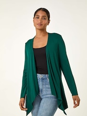 Roman Green Waterfall Front Jersey Knit Cardigan - Image 3 of 4