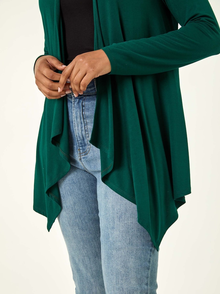 Roman Green Waterfall Front Jersey Knit Cardigan - Image 4 of 4
