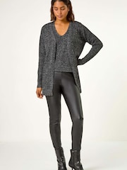 Roman Black Sequin Embellished Knit Cardigan - Image 1 of 5