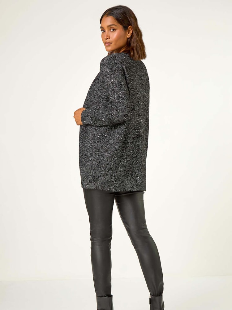 Roman Black Sequin Embellished Knit Cardigan - Image 2 of 5