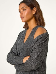 Roman Black Sequin Embellished Knit Cardigan - Image 3 of 5