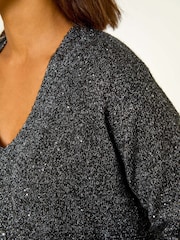 Roman Black Sequin Embellished Knit Cardigan - Image 5 of 5