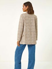 Roman Brown Textured Longline Blazer - Image 3 of 5