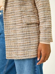 Roman Brown Textured Longline Blazer - Image 5 of 5