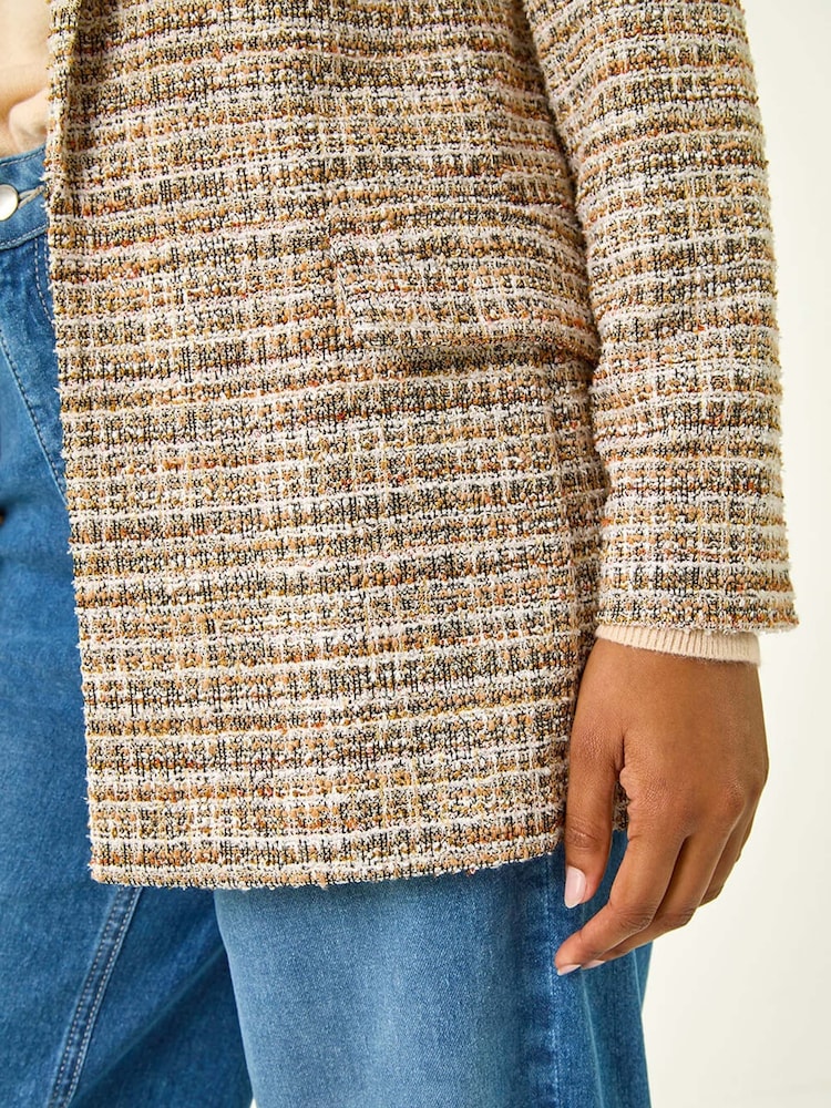 Roman Brown Textured Longline Blazer - Image 5 of 5