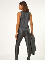 Roman Black Sequin Embellished Knit Vest - Image 2 of 5