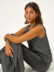 Roman Black Sequin Embellished Knit Vest - Image 3 of 5