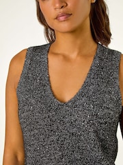 Roman Black Sequin Embellished Knit Vest - Image 5 of 5