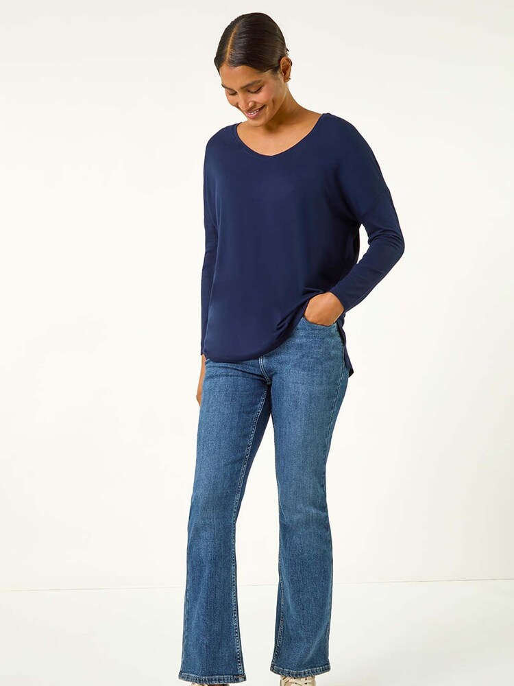 Roman V-Neck Tunic Stretch Top - Imagen 1 de 5