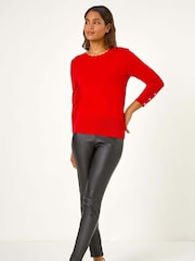 Roman Red Diamante Button Scallop Edge Jumper - Image 4 of 5
