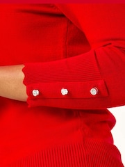 Roman Red Diamante Button Scallop Edge Jumper - Image 5 of 5