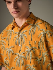 Orange Palm Tree Printed Short Sleeve Shirt - Image 1 of 8