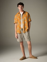 Orange Palm Tree Printed Short Sleeve Shirt - Image 2 of 8