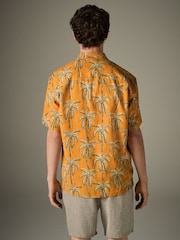 Orange Palm Tree Printed Short Sleeve Shirt - Image 4 of 8