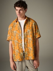Orange Palm Tree Printed Short Sleeve Shirt - Image 5 of 8