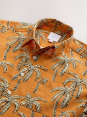 Orange Palm Tree Printed Short Sleeve Shirt - Image 7 of 8