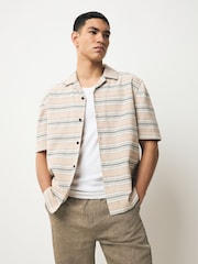 Neutral 100% Cotton Textured Stripe Short Sleeve Shirt - Image 2 of 8