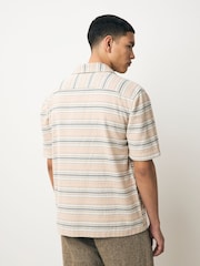 Neutral 100% Cotton Textured Stripe Short Sleeve Shirt - Image 3 of 8