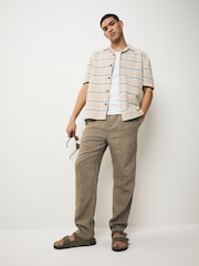 Neutral 100% Cotton Textured Stripe Short Sleeve Shirt - Image 4 of 8