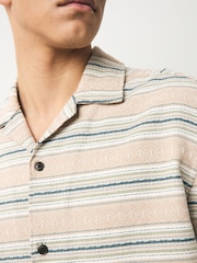 Neutral 100% Cotton Textured Stripe Short Sleeve Shirt - Image 5 of 8