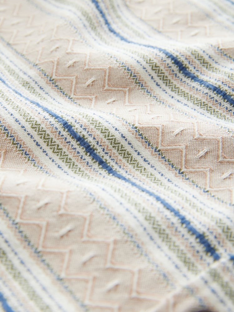 Neutral 100% Cotton Textured Stripe Short Sleeve Shirt - Image 8 of 8