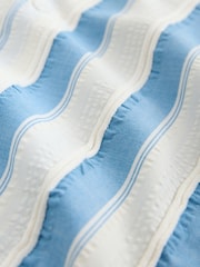 Blue 100% Cotton Textured Stripe Short Sleeve Shirt - Image 7 of 8