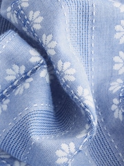 Blue Textured Stripe 100% Cotton Short Sleeve Shirt - Image 8 of 8