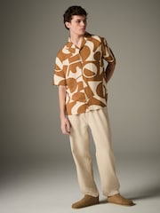 Neutral Textured Printed Short Sleeve Shirt - Image 3 of 8