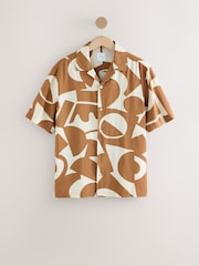 Neutral Textured Printed Short Sleeve Shirt - Image 6 of 8