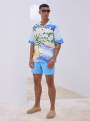 Multi Watercolour Scenic Printed Short Sleeve Shirt - Image 2 of 8