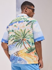 Multi Watercolour Scenic Printed Short Sleeve Shirt - Image 3 of 8