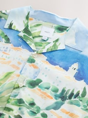 Multi Watercolour Scenic Printed Short Sleeve Shirt - Image 7 of 8