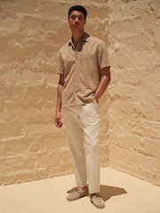 Stone Natural 100% Cotton Waffle Texture Short Sleeve Shirt - Image 2 of 8