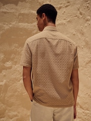 Stone Natural 100% Cotton Waffle Texture Short Sleeve Shirt - Image 3 of 8