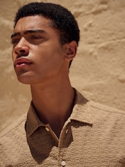 Stone Natural 100% Cotton Waffle Texture Short Sleeve Shirt - Image 4 of 8