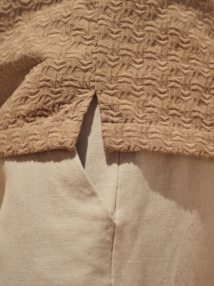 Stone Natural 100% Cotton Waffle Texture Short Sleeve Shirt - Image 5 of 8